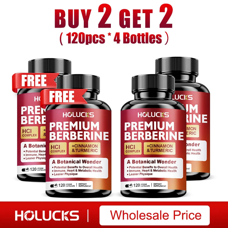 Buy 1 Get 1 Free! Premium Berberine Supplement, for Natural Blood Sugar, Liver Detox, Metabolic Health & Weight Management Aid