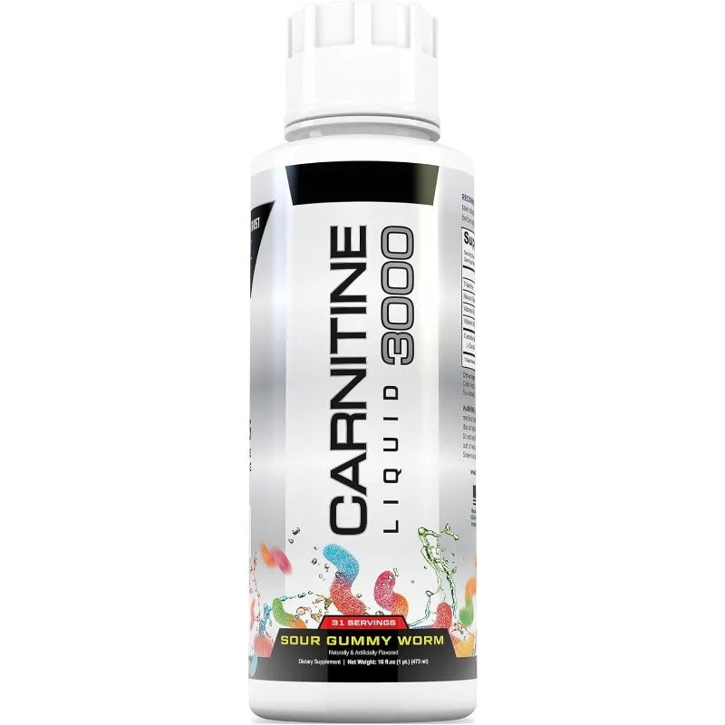 L-Carnitine Liquid 3000mg Sour Gummy Worm Flavor, 31 Servings, Fitness Supplement, Amino Acid Drink, Energy & Metabolism Support