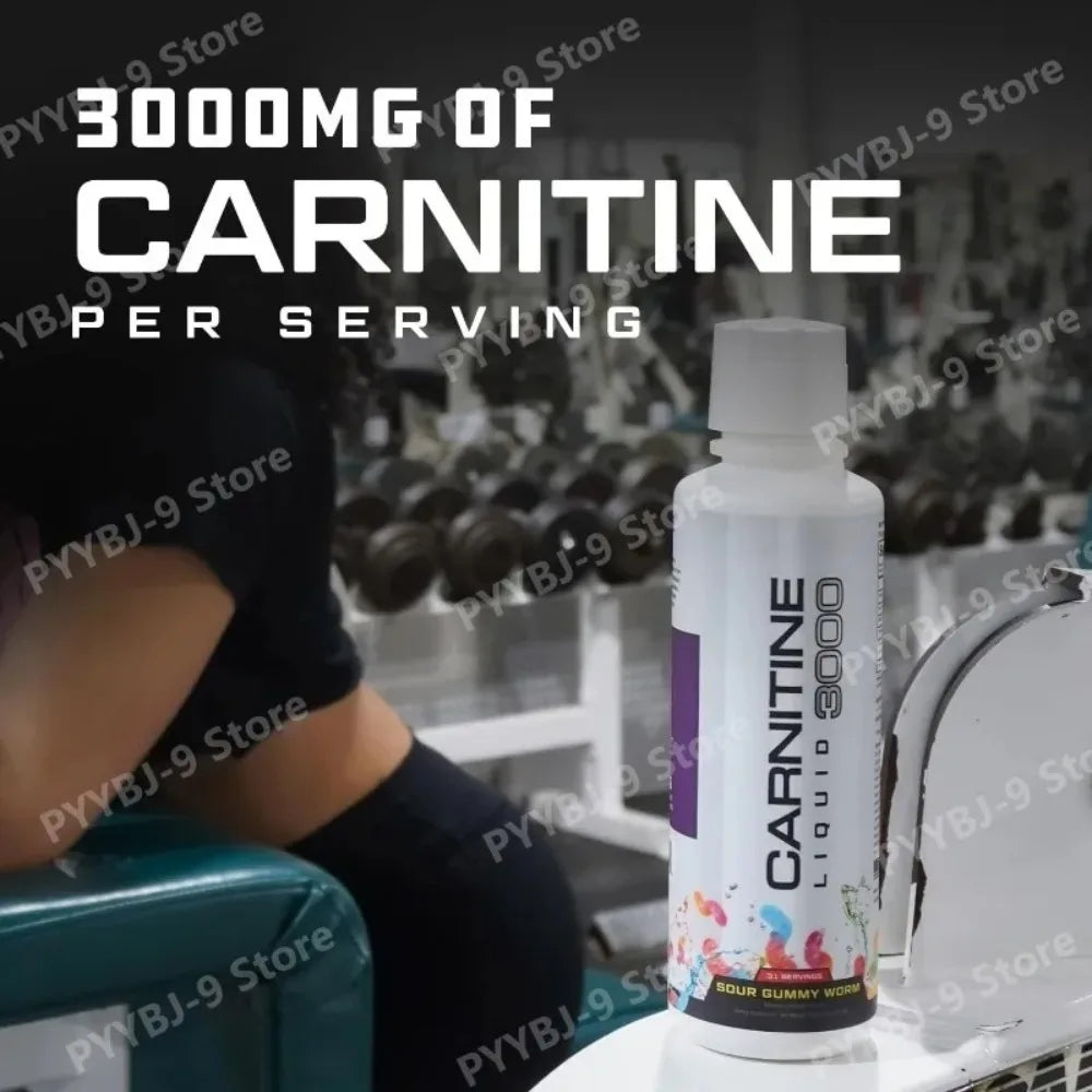 L-Carnitine Liquid 3000mg Sour Gummy Worm Flavor, 31 Servings, Fitness Supplement, Amino Acid Drink, Energy & Metabolism Support