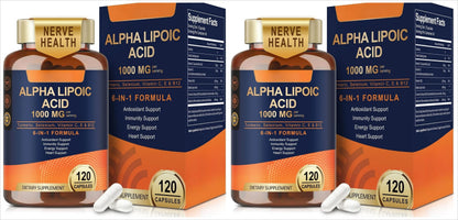 Alpha Lipoic Acid 6-in-1 Formula 1000mg, Turmeric Selenium Vitamins C E B12, 120 Veggie Capsules for Daily Wellness Support