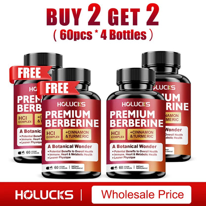 Buy 1 Get 1 Free! Premium Berberine Supplement, for Natural Blood Sugar, Liver Detox, Metabolic Health & Weight Management Aid