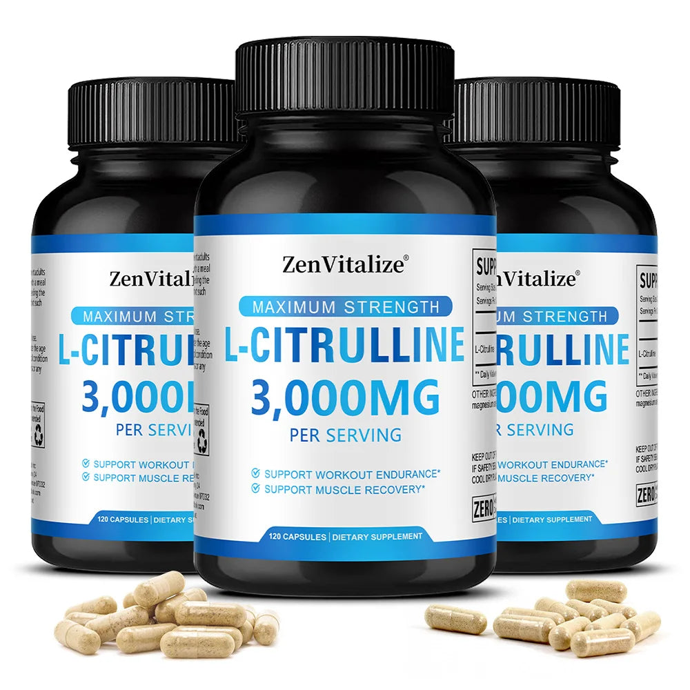 3000 Milligrams of L-citrulline ( Vegetarian Capsules) - Endurance, Exercise Performance - Men's Supplement
