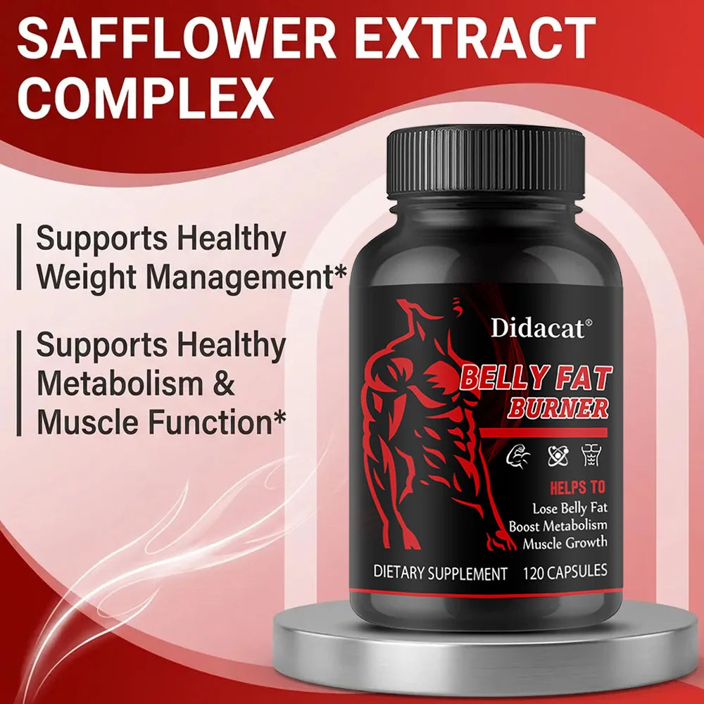 Stimulant-Free Men's Belly Fat Burner Capsules, Boost Metabolism, Burn Stubborn Fat, Tighten Abs, Preserve Muscle, Caffeine-Free