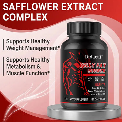 Stimulant-Free Men's Belly Fat Burner Capsules, Boost Metabolism, Burn Stubborn Fat, Tighten Abs, Preserve Muscle, Caffeine-Free