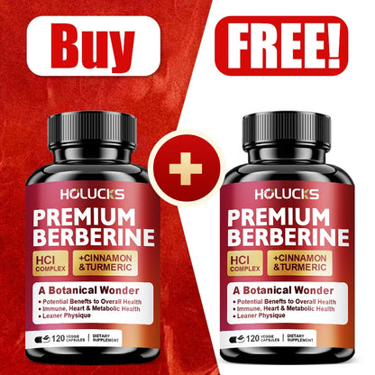 Buy 1 Get 1 Free! Premium Berberine Supplement, for Natural Blood Sugar, Liver Detox, Metabolic Health & Weight Management Aid
