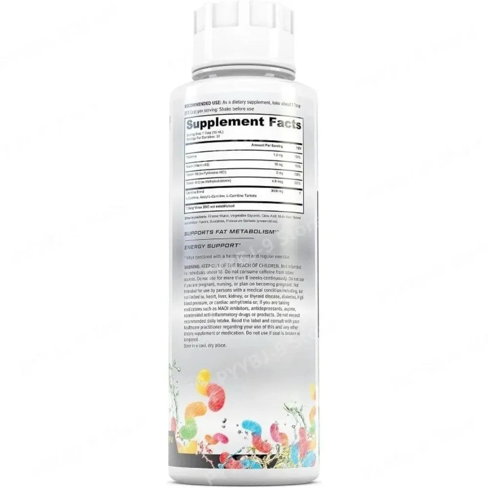 L-Carnitine Liquid 3000mg Sour Gummy Worm Flavor, 31 Servings, Fitness Supplement, Amino Acid Drink, Energy & Metabolism Support