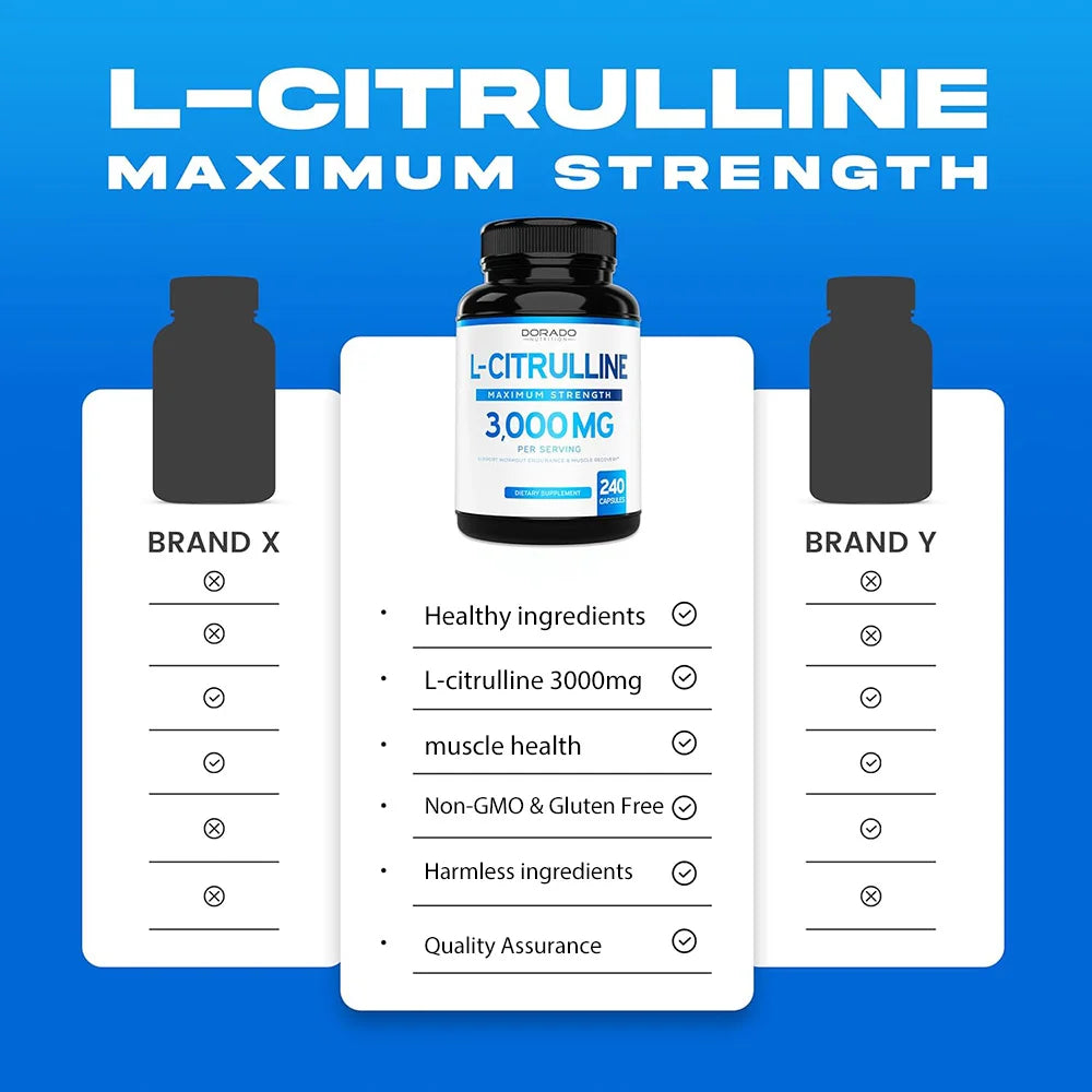 3000 Milligrams of L-citrulline ( Vegetarian Capsules) - Endurance, Exercise Performance - Men's Supplement