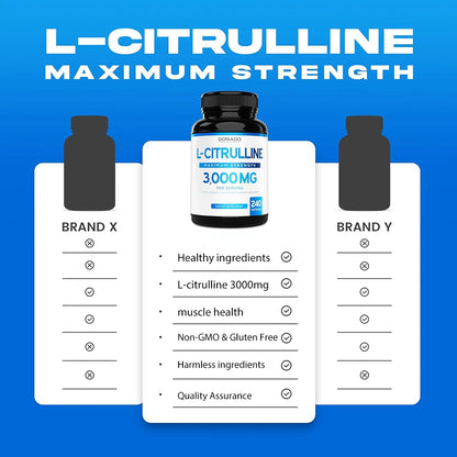 3000 Milligrams of L-citrulline ( Vegetarian Capsules) - Endurance, Exercise Performance - Men's Supplement