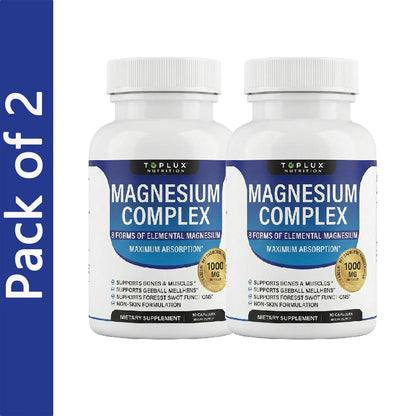 Magnesium Complex Supplement 8 Elemental 1000mg - Magnesium Glycinate, Citrate, Malate, Taurate for Bones, Recovery, Energy